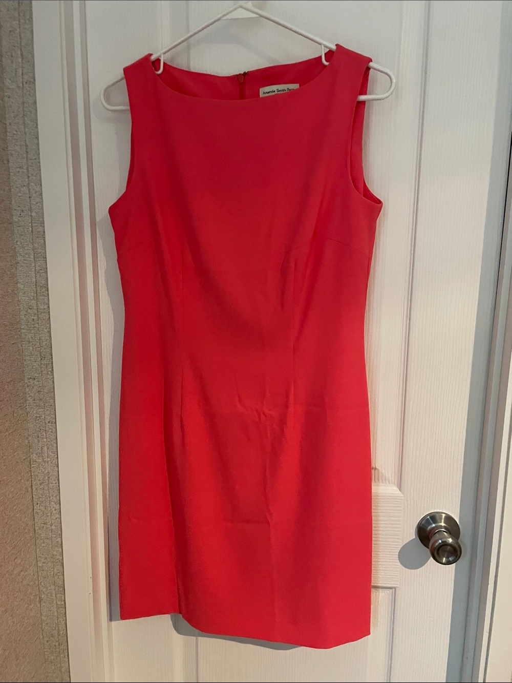 Amanda Smith Coral-Red Sleeveless Mini Sheath Dress